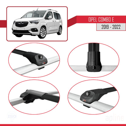 Compatible with Opel Combo E 2019-2022 ACE-1 Car Roof Rack Cross Bar Black Aluminium 2 Bars
