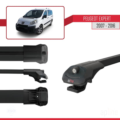 Compatible with Peugeot Expert 2 2007-2016 ACE-1 Car Roof Rack Cross Bar Black Aluminium 2 Bars