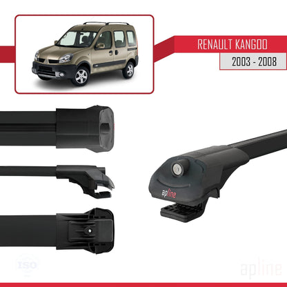 Compatible with Renault Kangoo (X76) Post-Facelift 2003-2008 ACE-1 Car Roof Rack Cross Bar Black Aluminium 3 Bars