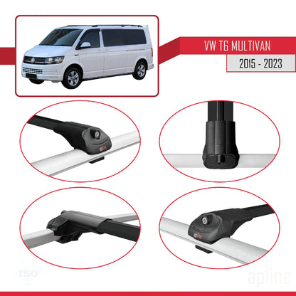 Compatible with Volkswagen T6 Multivan 2015-2024 ACE-1 Car Roof Rack Cross Bar Black Aluminium 4 Bars