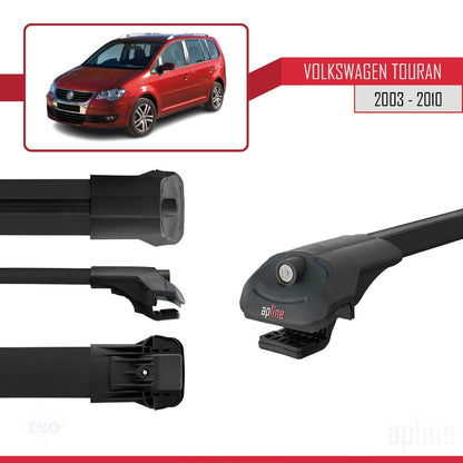 Compatible with Volkswagen Touran (1T) Pre-Facelift 2003-2010 ACE-1 Car Roof Rack Cross Bar Black Aluminium 2 Bars
