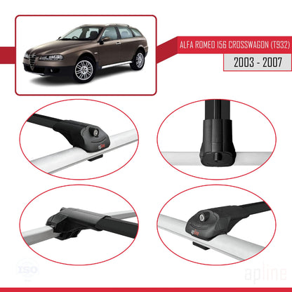 Compatible with Alfa Romeo 156 (T932) Crosswagon 2003-2007 ACE-1 Car Roof Rack Cross Bar Black Aluminium 2 Bars
