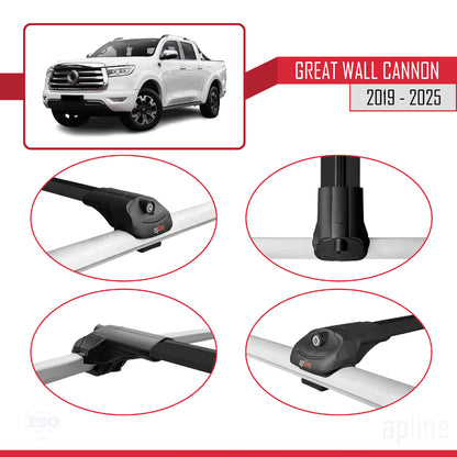 Compatible with Great Wall Cannon 2019-2025 ACE-1 Car Roof Rack Cross Bar Black Aluminium 3 Bars