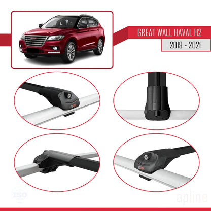 Compatible with Great Wall Haval H2 2019-2021 ACE-1 Car Roof Rack Cross Bar Black Aluminium 3 Bars