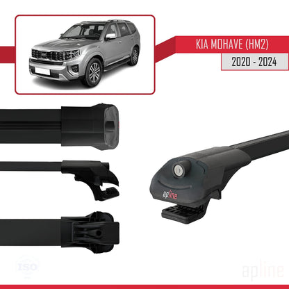 Compatible with Kia Mohave 2 (HM2) 2020-2024 ACE-1 Car Roof Rack Cross Bar Black Aluminium 3 Bars