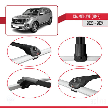 Compatible with Kia Mohave 2 (HM2) 2020-2024 ACE-1 Car Roof Rack Cross Bar Black Aluminium 3 Bars