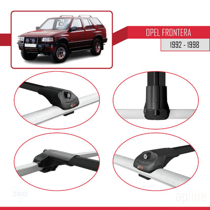 Compatible with Opel Frontera 1992-1998 ACE-1 Car Roof Rack Cross Bar Black Aluminium 3 Bars