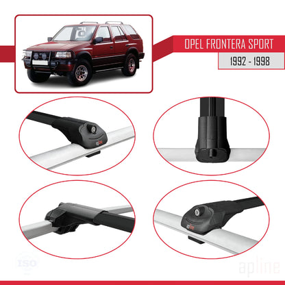 Compatible with Opel Frontera Sport 1992-1998 ACE-1 Car Roof Rack Cross Bar Black Aluminium 2 Bars