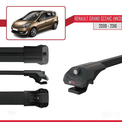 Compatible with Renault Grand Scenic 3 2009-2016 ACE-1 Car Roof Rack Cross Bar Black Aluminium 3 Bars