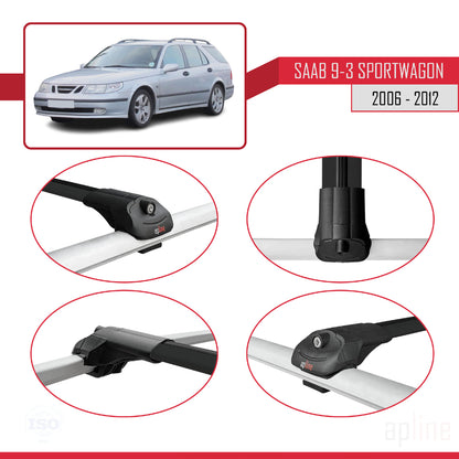Compatible with Saab 9-3 II SW 2006-2012 ACE-1 Car Roof Rack Cross Bar Black Aluminium 3 Bars
