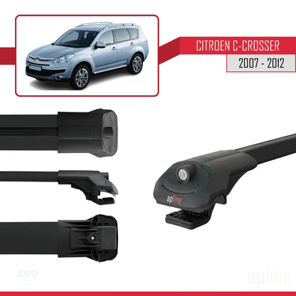 Compatible with Citroen C-Crosser 2007-2012 ACE-1 Car Roof Rack Cross Bar Black Aluminium 3 Bars
