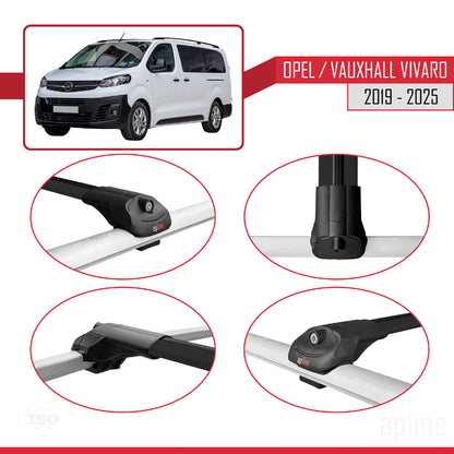 Compatible with Opel Vivaro C 2019-2025 ACE-1 Car Roof Rack Cross Bar Black Aluminium 2 Bars