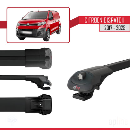 Compatible with Citroen Dispatch (K0) 2017-2025 ACE-1 Car Roof Rack Cross Bar Black Aluminium 3 Bars
