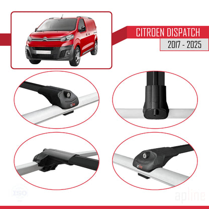 Compatible with Citroen Dispatch (K0) 2017-2025 ACE-1 Car Roof Rack Cross Bar Black Aluminium 4 Bars