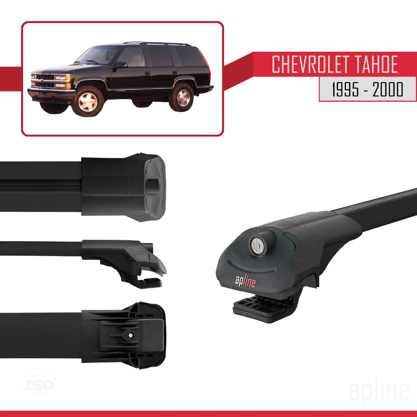 Compatible with Chevrolet Tahoe 1995-2000 ACE-1 Car Roof Rack Cross Bar Black Aluminium 2 Bars