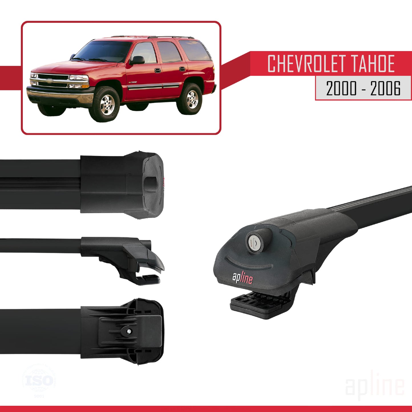Compatible with Chevrolet Tahoe 2000-2006 ACE-1 Car Roof Rack Cross Bar Black Aluminium 2 Bars