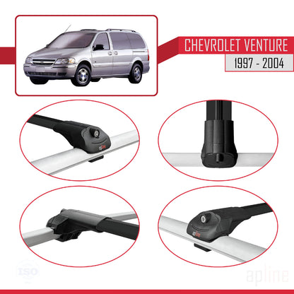 Compatible with Chevrolet Venture 1997-2004 ACE-1 Car Roof Rack Cross Bar Black Aluminium 2 Bars