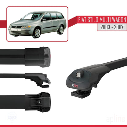 Compatible with Fiat Stilo Multi Wagon 2003-2007 ACE-1 Car Roof Rack Cross Bar Black Aluminium 3 Bars