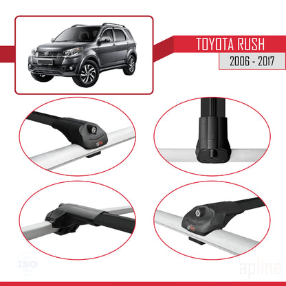 Compatible with Toyota Rush 2006-2017 ACE-1 Car Roof Rack Cross Bar Black Aluminium 3 Bars