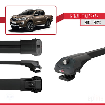 Compatible with Renault Alaskan 2017-2023 ACE-1 Car Roof Rack Cross Bar Black Aluminium 3 Bars