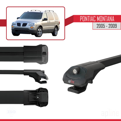 Compatible with Pontiac Montana 2005-2009 ACE-1 Car Roof Rack Cross Bar Black Aluminium 3 Bars