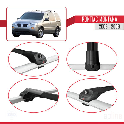 Compatible with Pontiac Montana 2005-2009 ACE-1 Car Roof Rack Cross Bar Black Aluminium 3 Bars