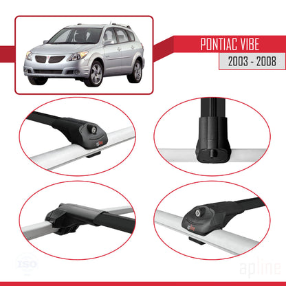 Compatible with Pontiac Vibe 2003-2008 ACE-1 Car Roof Rack Cross Bar Black Aluminium 2 Bars