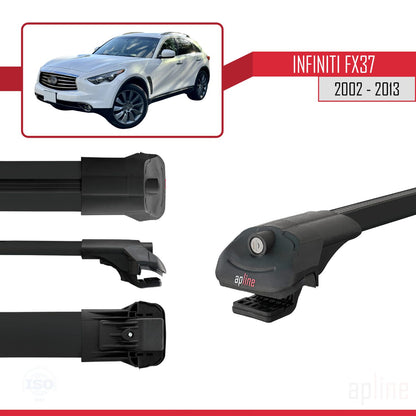 Compatible with Infiniti FX37 2002-2013 ACE-1 Car Roof Rack Cross Bar Black Aluminium 2 Bars