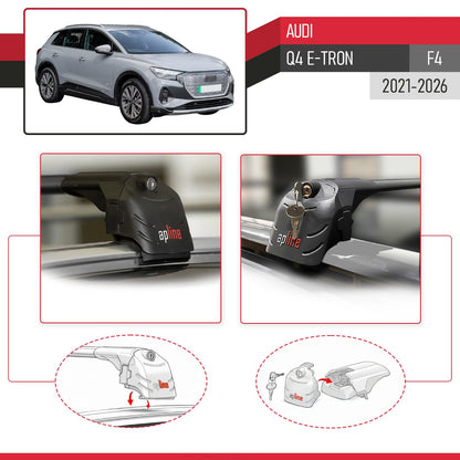 Compatible with Audi Q4 (F4) E-Tron 2021-2026 ACE-2 Model Car Roof Rack Cross Bar Black Aluminium 2 Bars