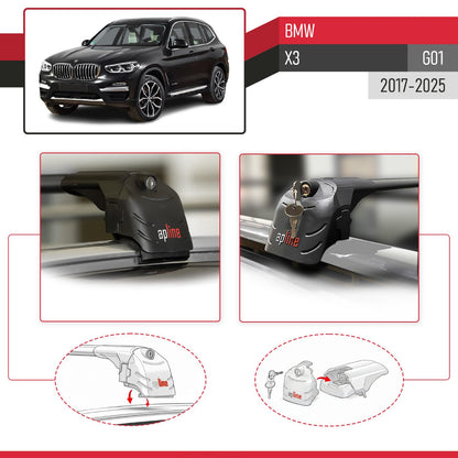 Compatible with BMW X3 (G01) 2017-2025 ACE-2 Model Car Roof Rack Cross Bar Black Aluminium 2 Bars