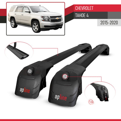 Compatible with Chevrolet Tahoe 4 2015-2020 ACE-2 Model Car Roof Rack Cross Bar Black Aluminium 2 Bars