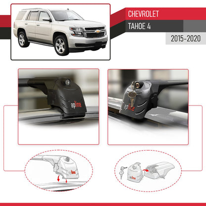 Compatible with Chevrolet Tahoe 4 2015-2020 ACE-2 Model Car Roof Rack Cross Bar Black Aluminium 2 Bars