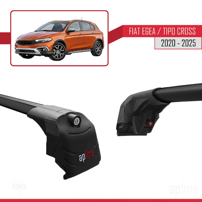 Compatible with Fiat Egea Cross 2020-2025 ACE-2 Car Roof Rack Cross Bar Black Aluminium 2 Bars