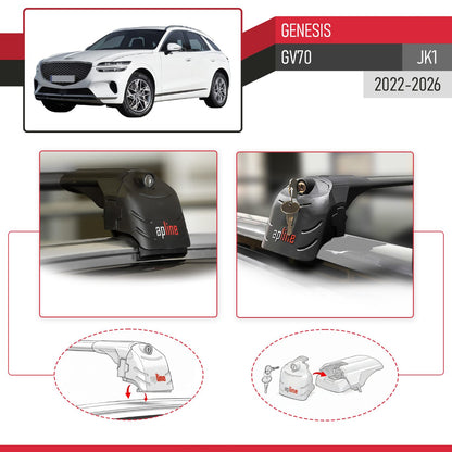 Compatible with Genesis GV70 (JK1) 2022-2026 ACE-2 Model Car Roof Rack Cross Bar Black Aluminium 2 Bars