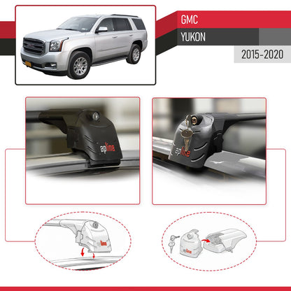 Compatible with GMC Yukon 2015-2020 ACE-2 Model Car Roof Rack Cross Bar Black Aluminium 2 Bars