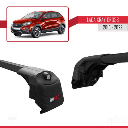 Compatible with Lada Xray 2015-2022 ACE-2 Car Roof Rack Cross Bar Black Aluminium 2 Bars