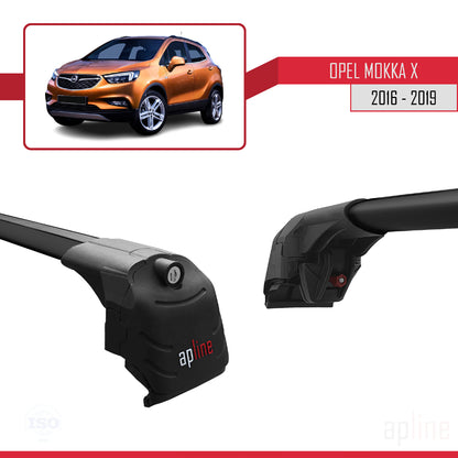 Compatible with Opel Mokka X (J13) 2016-2019 ACE-2 Car Roof Rack Cross Bar Black Aluminium 2 Bars
