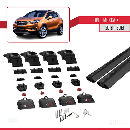 Compatible with Opel Mokka X (J13) 2016-2019 ACE-2 Car Roof Rack Cross Bar Black Aluminium 2 Bars
