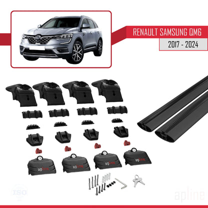 Compatible with Renault Samsung QM6 2017-2024 ACE-2 Car Roof Rack Cross Bar Black Aluminium 2 Bars