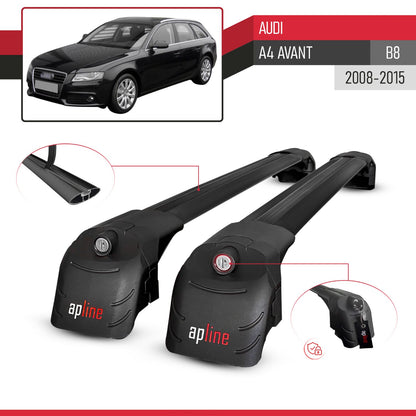 Compatible with Audi A4 (B8) Avant 2008-2015 ACE-2 Car Roof Rack Cross Bar Black Aluminium 2 Bars