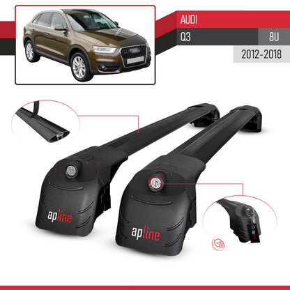 Compatible with Audi Q3 (8U) 2012-2018 ACE-2 Model Car Roof Rack Cross Bar Black Aluminium 2 Bars
