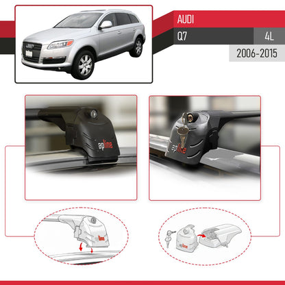 Compatible with Audi Q7 (4L) 2006-2015 ACE-2 Car Roof Rack Cross Bar Black Aluminium 2 Bars