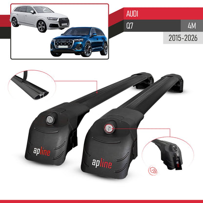 Compatible with Audi Q7 (4M) 2016-2025 ACE-2 Car Roof Rack Cross Bar Black Aluminium 2 Bars