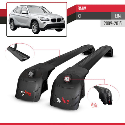 Compatible with BMW X1 (E84) 2009-2015 ACE-2 Model Car Roof Rack Cross Bar Black Aluminium 2 Bars