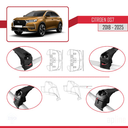Compatible with Citroen/DS 7 Crossback 2018-2025 ACE-2 Car Roof Rack Cross Bar Black Aluminium 2 Bars