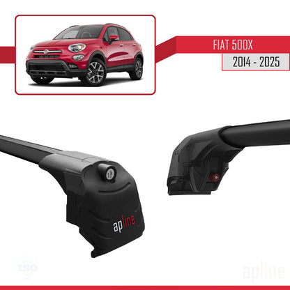 Compatible with Fiat 500X 2014-2025 ACE-2 Car Roof Rack Cross Bar Black Aluminium 2 Bars