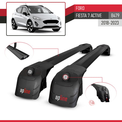 Compatible with Ford Fiesta 7 Active (B479) 2018-2023 ACE-2 Model Car Roof Rack Cross Bar Black Aluminium 2 Bars