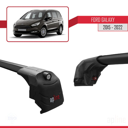 Compatible with Ford Galaxy 2 (CD390) 2015-2022 ACE-2 Car Roof Rack Cross Bar Black Aluminium 2 Bars