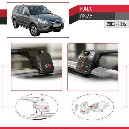 Compatible with Honda CR-V 2 2002-2006 ACE-2 Car Roof Rack Cross Bar Black Aluminium 2 Bars