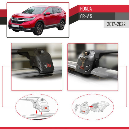 Compatible with Honda CR-V 5 2017-2022 ACE-2 Model Car Roof Rack Cross Bar Black Aluminium 2 Bars